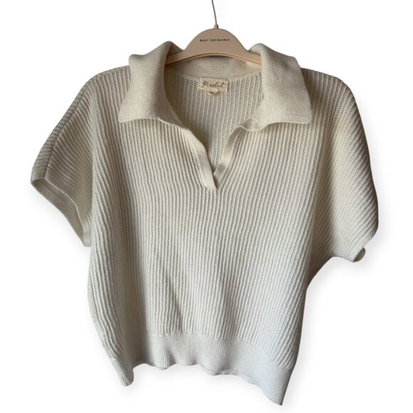 Marled White Collared Sweater Top – Size XL - Picture 1 of 3